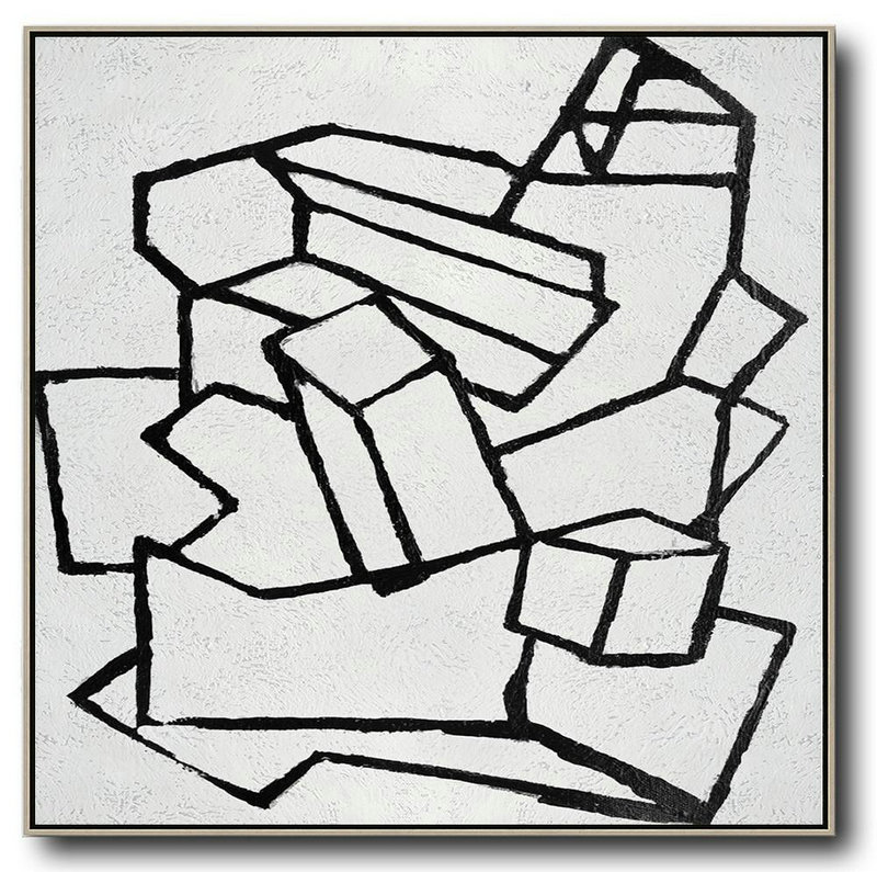 Large Abstract Art,Oversized Minimal Black And White Painting - Large Abstract Wall Art